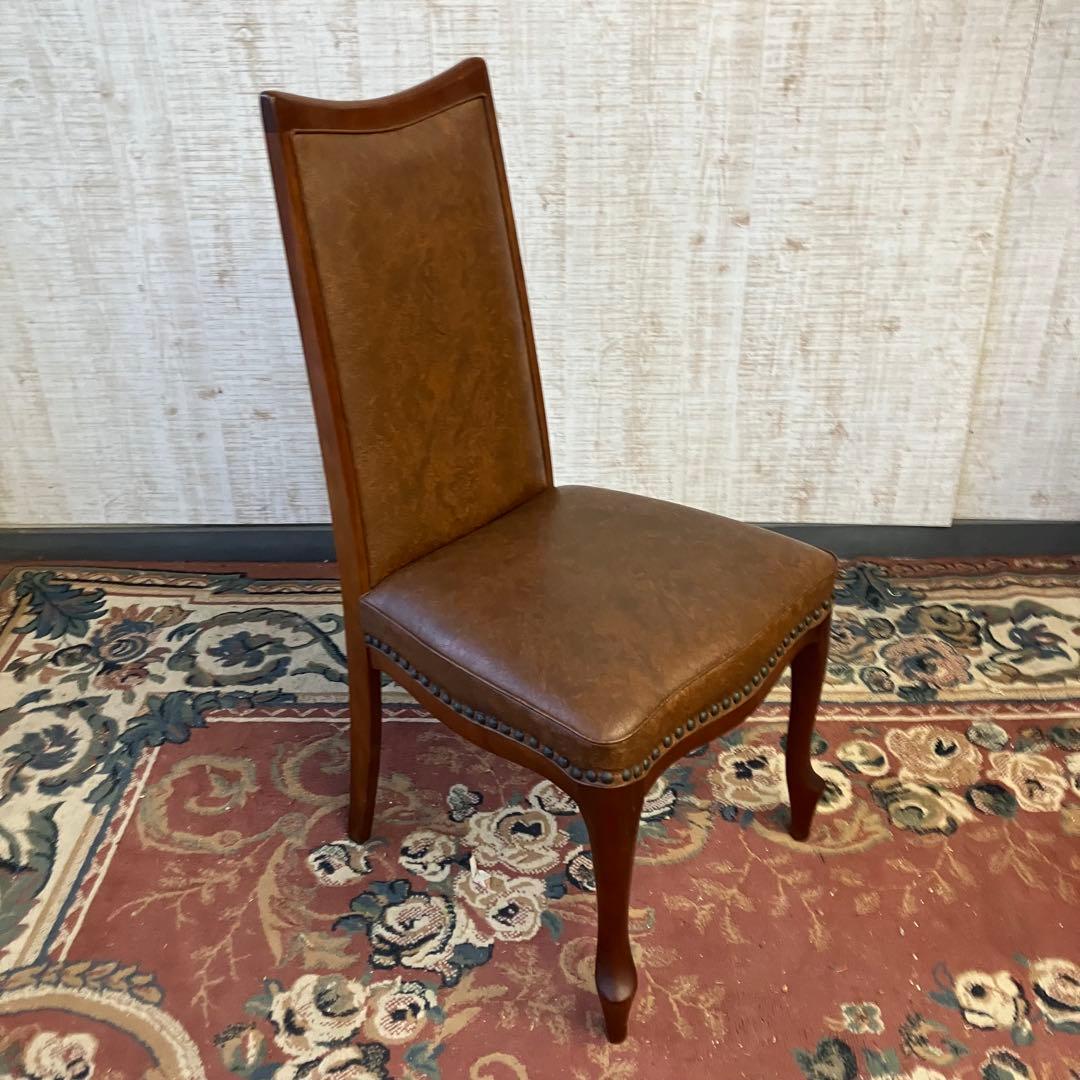 ⑥北欧レトロ マルニ木工 木製椅子 鋲打ちダイニングチェア ロビーチェア 古家具