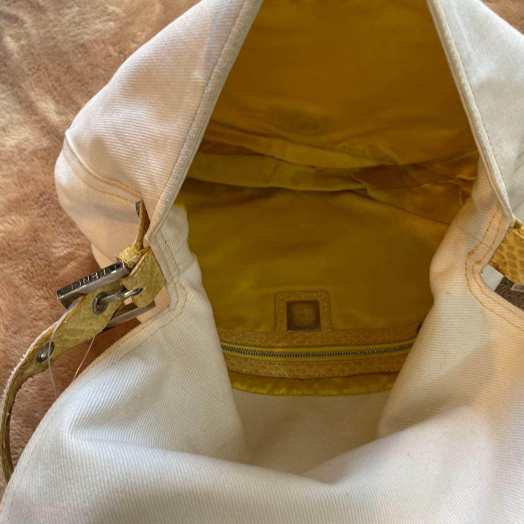 ド*ロ様 フェンディ　デニム×パイソン　マンマバケット　ハンドバッグ