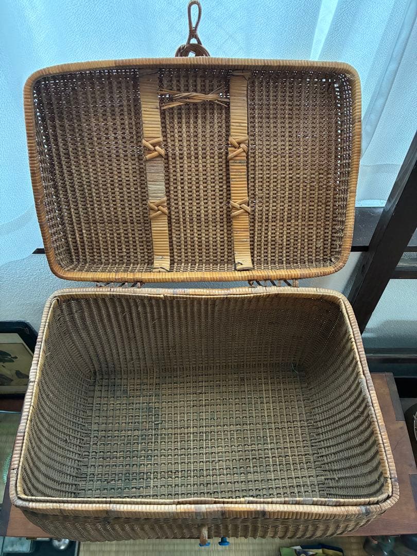 煎茶籠 大正 バスケット 籐編み アンティーク 古道具 籠 antique