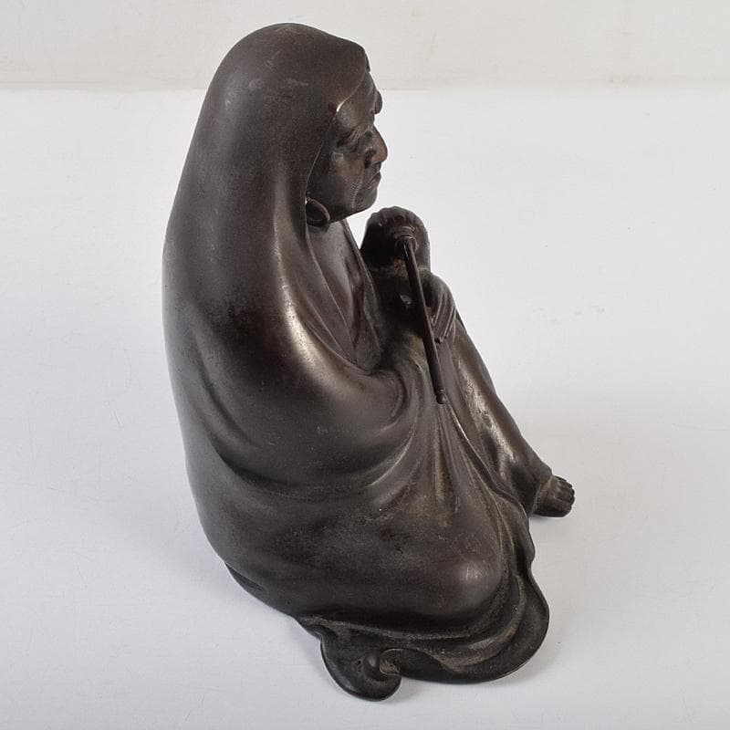 東京銅器　金工師　正之造　古銅鋳銅　達磨像　置物　約3.75㎏　Y　R9467