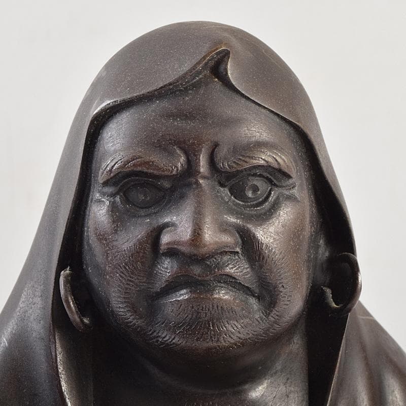 東京銅器　金工師　正之造　古銅鋳銅　達磨像　置物　約3.75㎏　Y　R9467