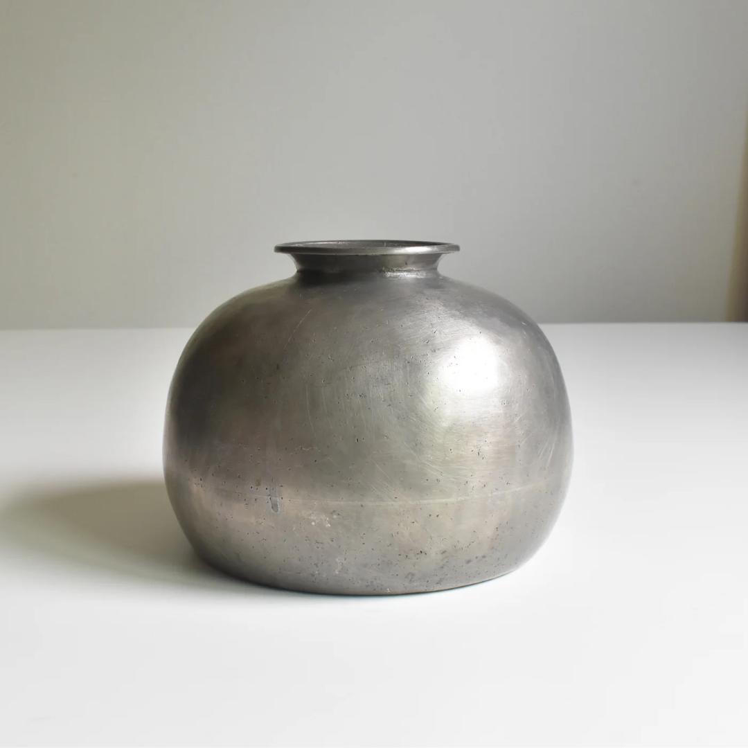 フランスアンティーク　ピューター フラワーベース　フラワーポット　ブロカント