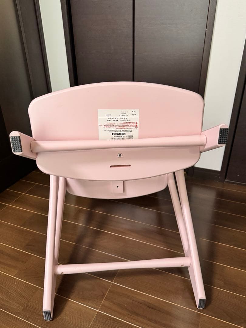 【美品】大和屋ミルキーピンク ハイチェア座面高さ調整可能⭐︎ベルト未使用☆説明書付