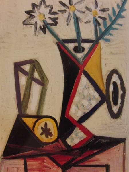 Pablo Picasso、Verre et vase de fleurs