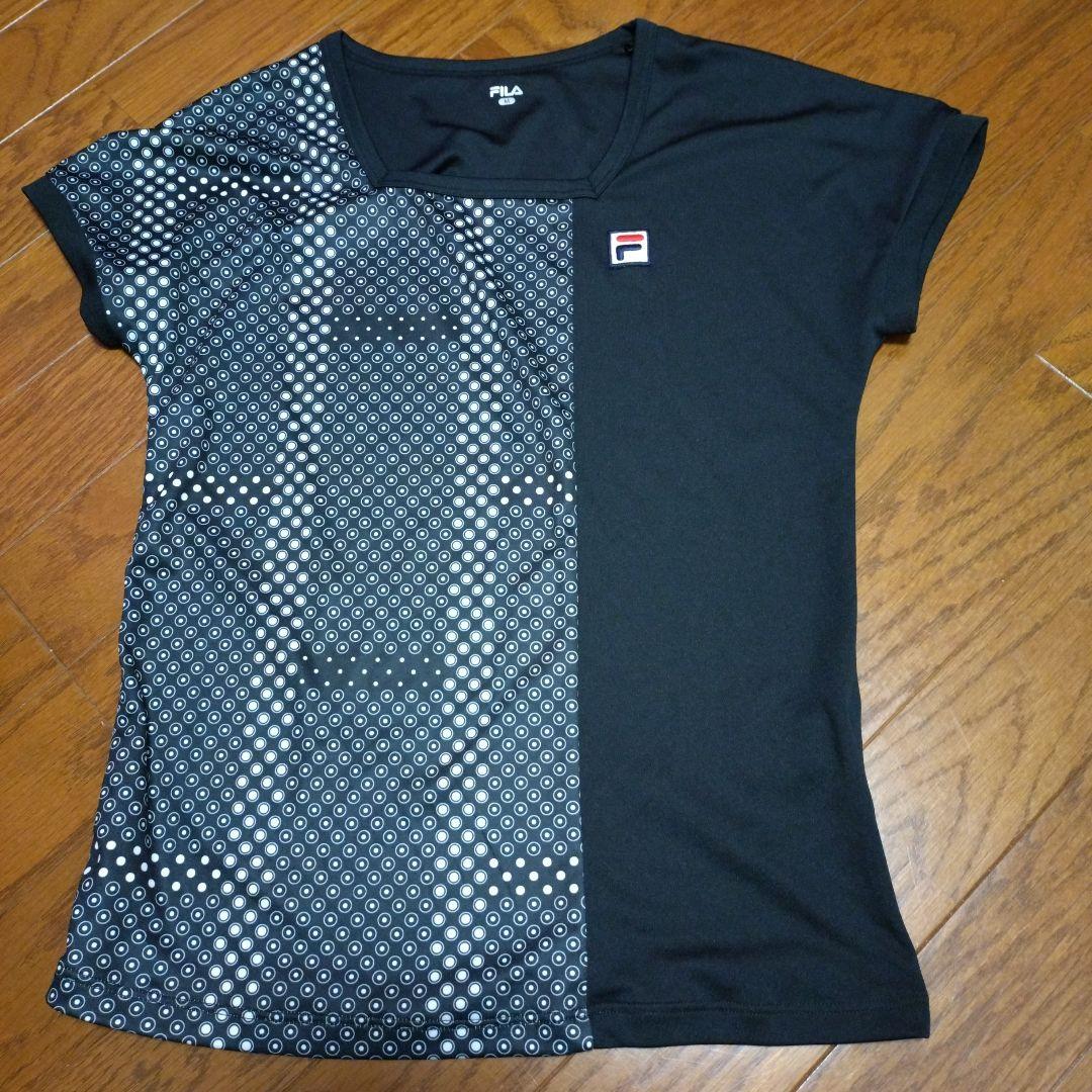 フィラ　黒✕白水玉シャツМ＆スコートS