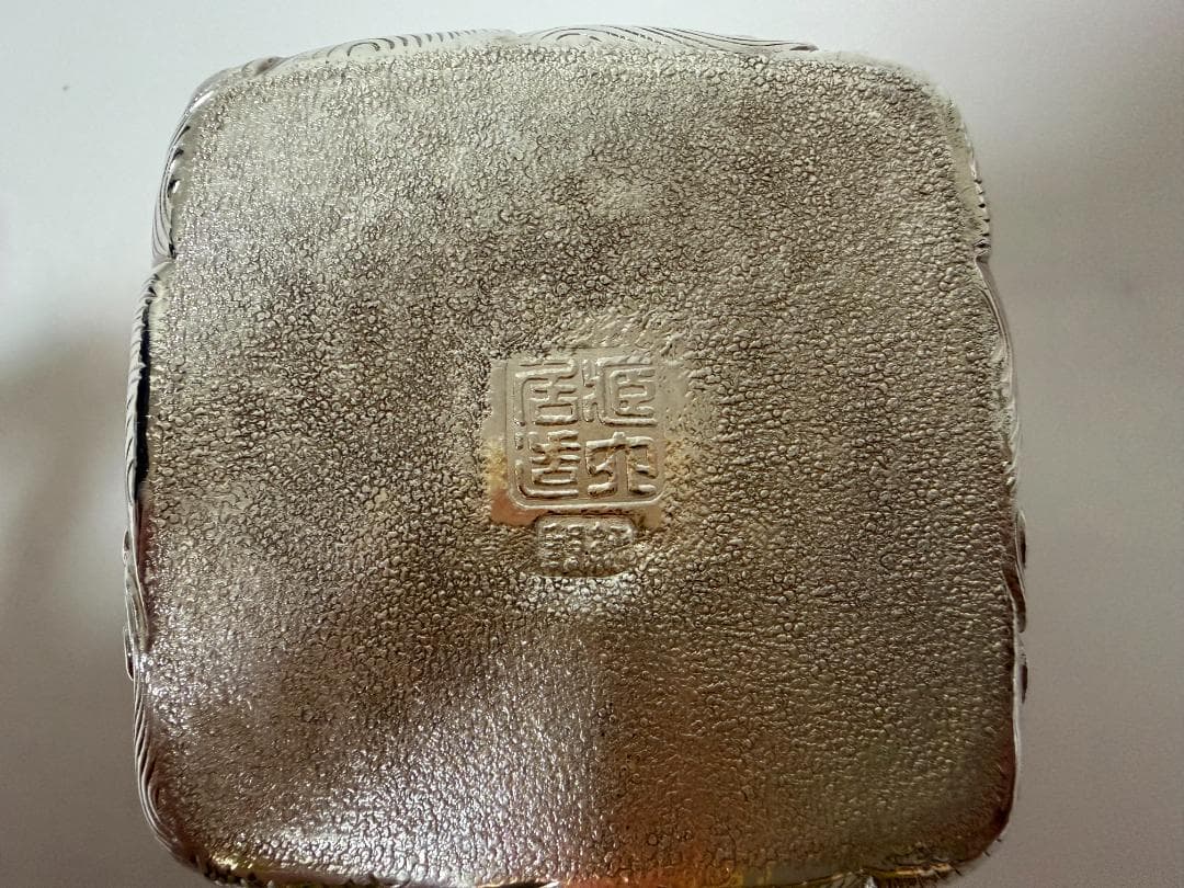 純銀製 四面取 波文様 急須 銀瓶 煎茶道具