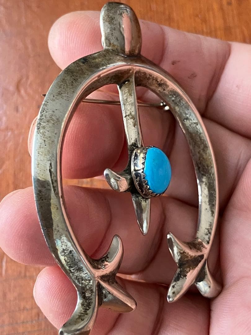 sterlingシルバー925ターコイズ付きブローチ＆ペンダントトップ