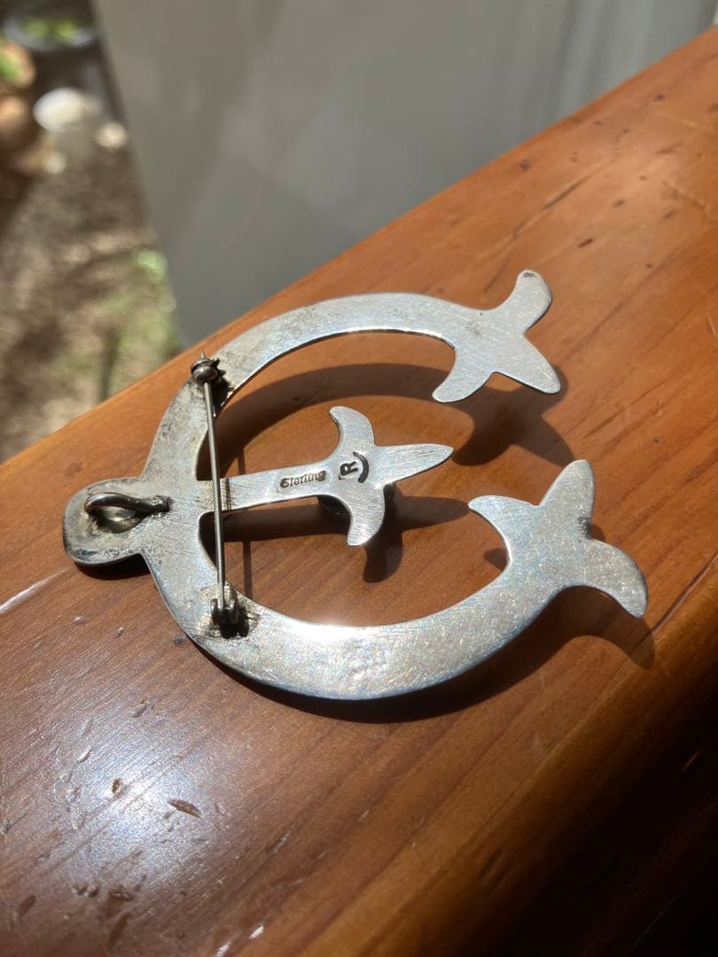 sterlingシルバー925ターコイズ付きブローチ＆ペンダントトップ