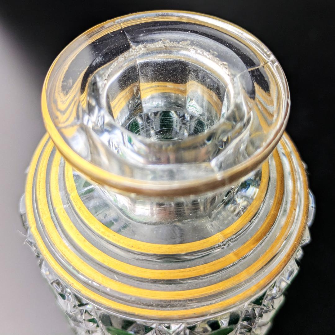 オールドバカラ ディアマン 中型香水瓶 グリーン＆金彩 BACCARAT