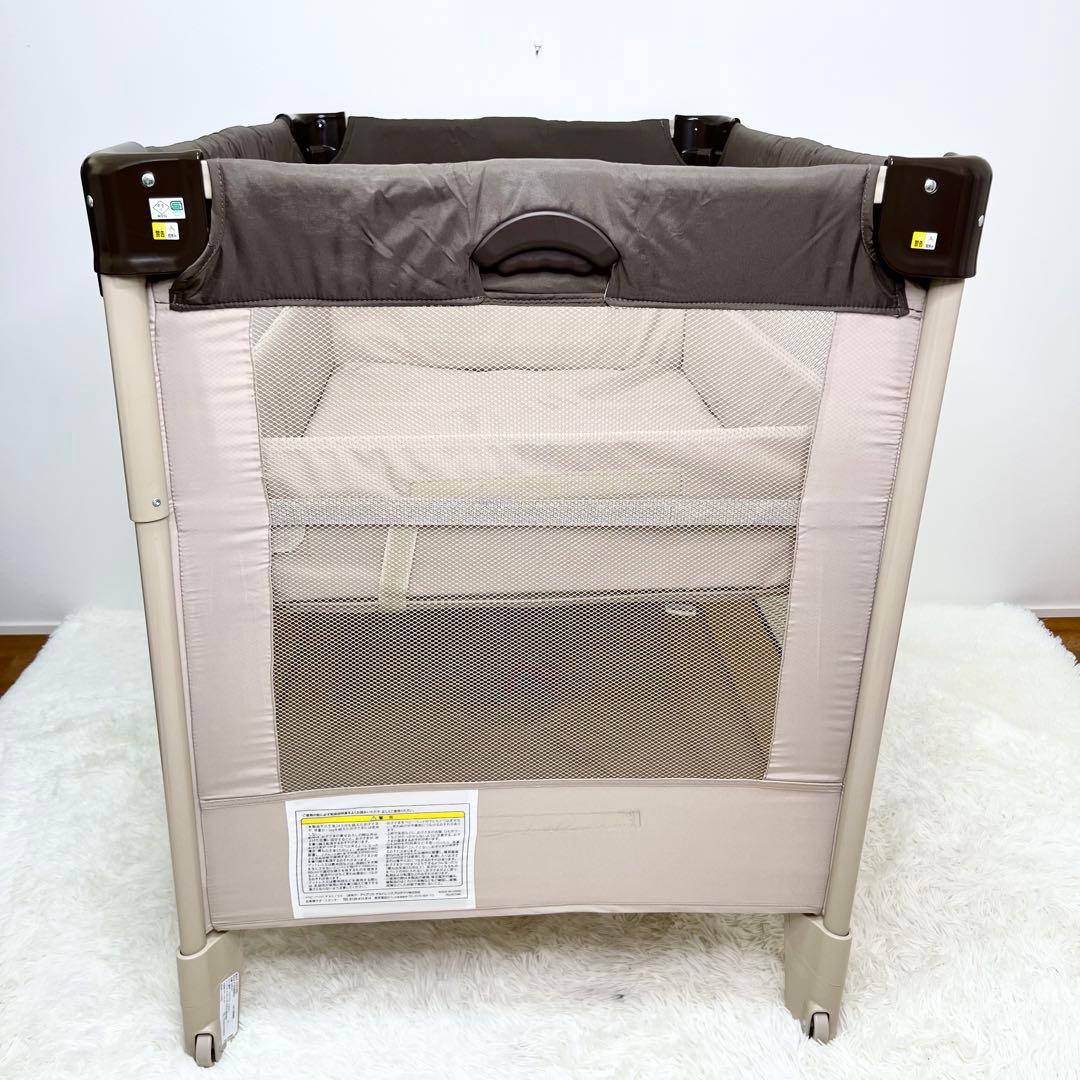 美品 Aprica ココネル ベビーベッド ココア 折りたたみ 66041