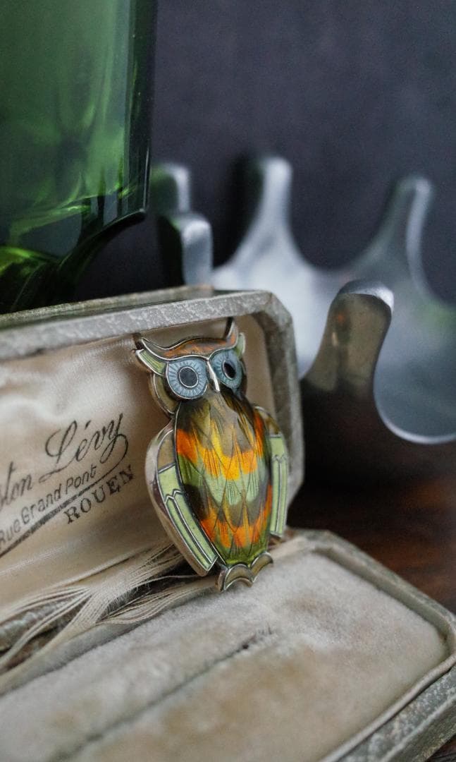 Norway＊北欧ヴィンテージシルバーブローチ＊ゴールドフクロウ＊アンティーク