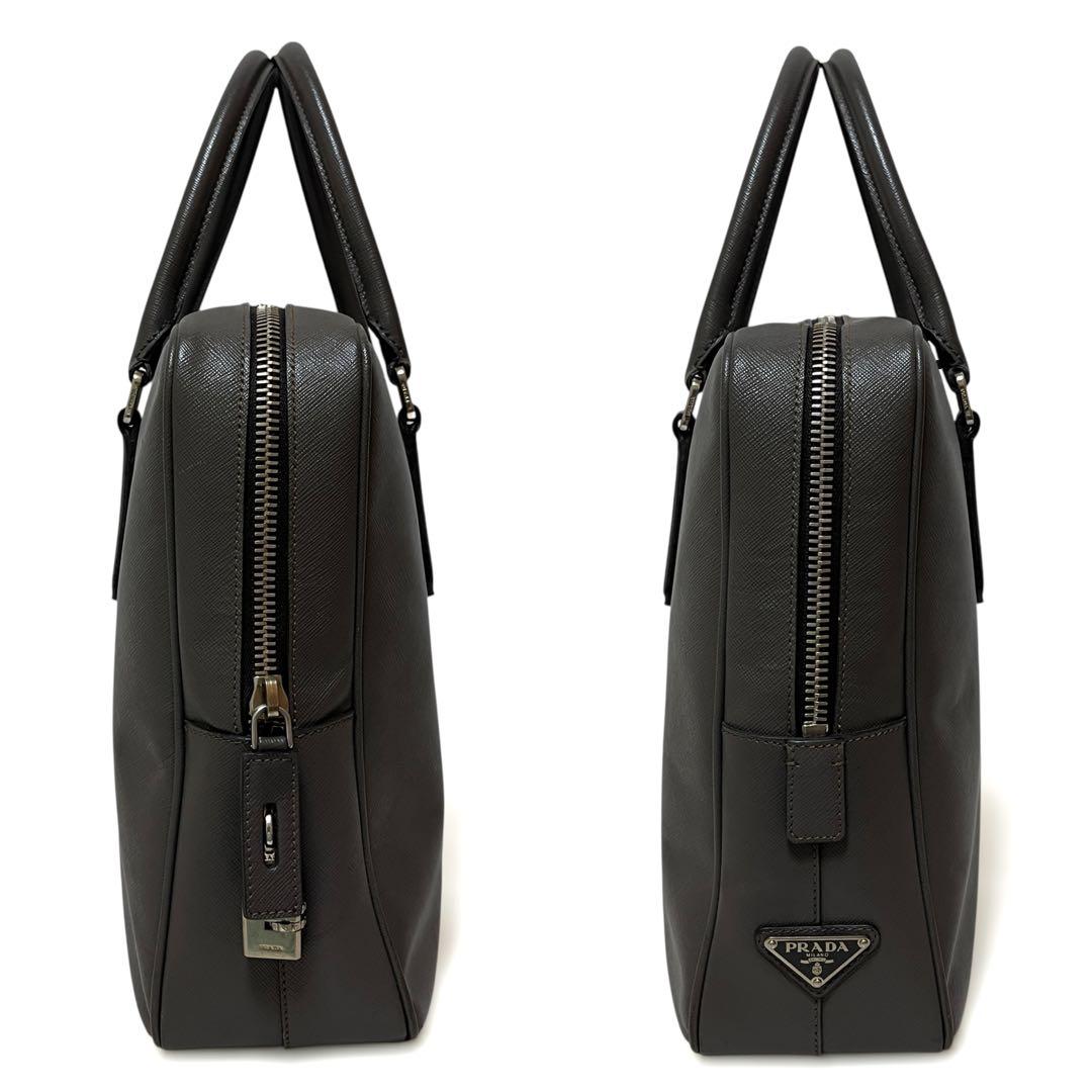 PRADA プラダ ブリーフケース ビジネスバッグ サフィアーノ レザー グレー