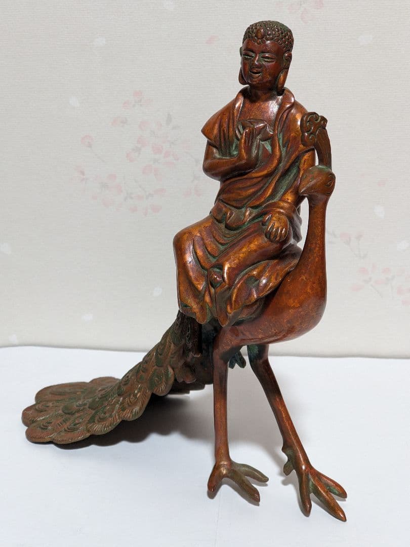 ♦孔雀明王 銅器 仏像 置物飾り災厄 煩悩 高岡銅器古作 縁起物 骨董品