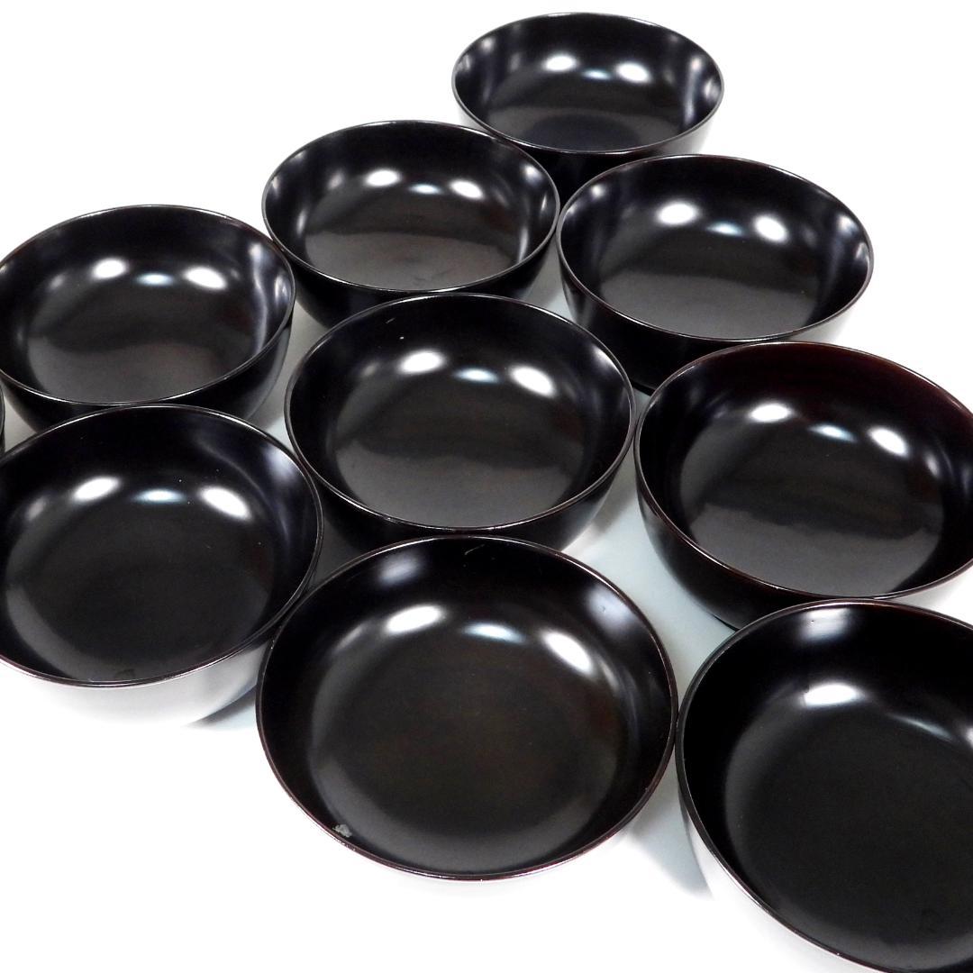 輪島塗　明治大正時期 蒔繪 鑲螺鈿 梅花雕 木製　吸物椀　10客　骨董品