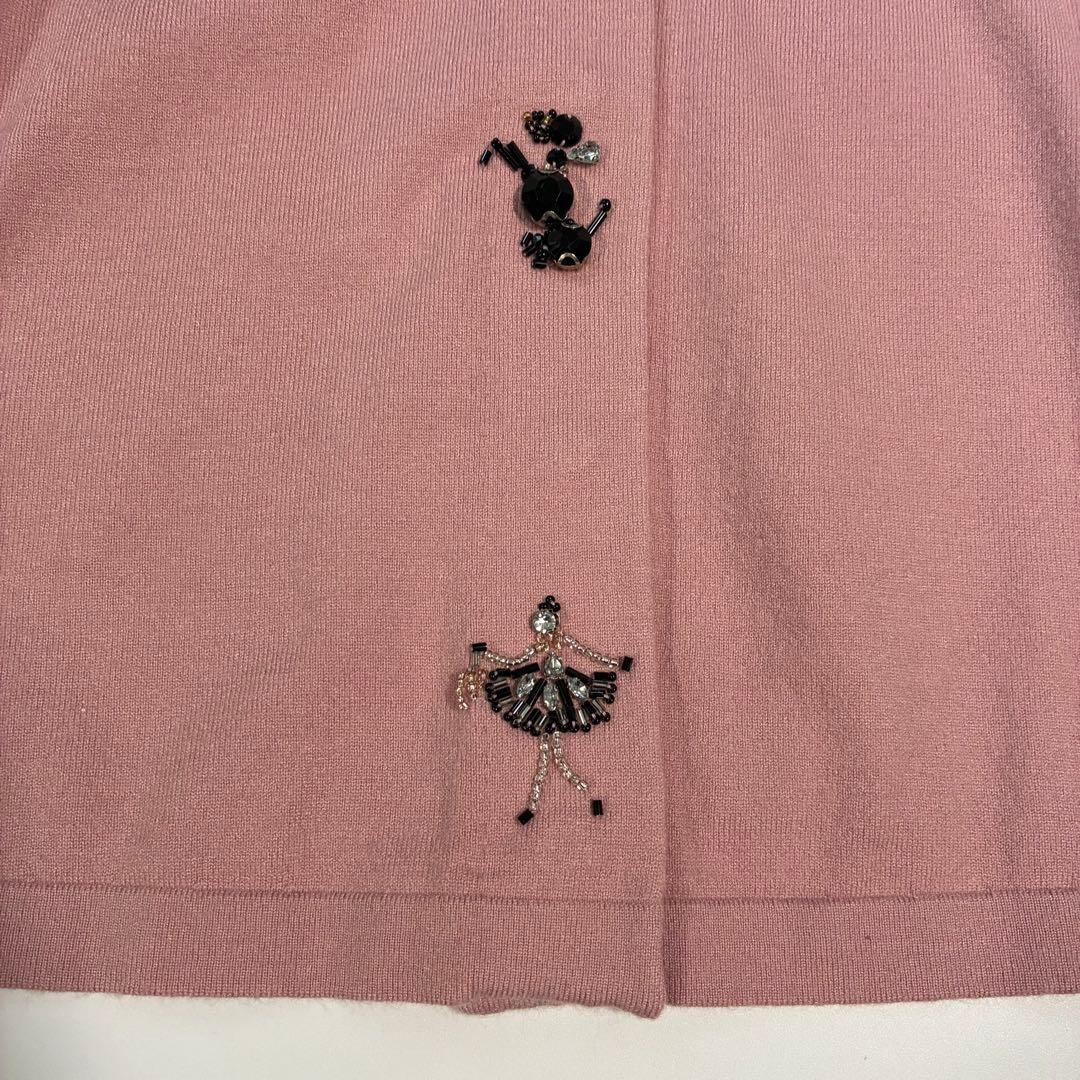 【サイズ50】Rose Tiara ビーズ カーディガン ピンク 長袖 希少