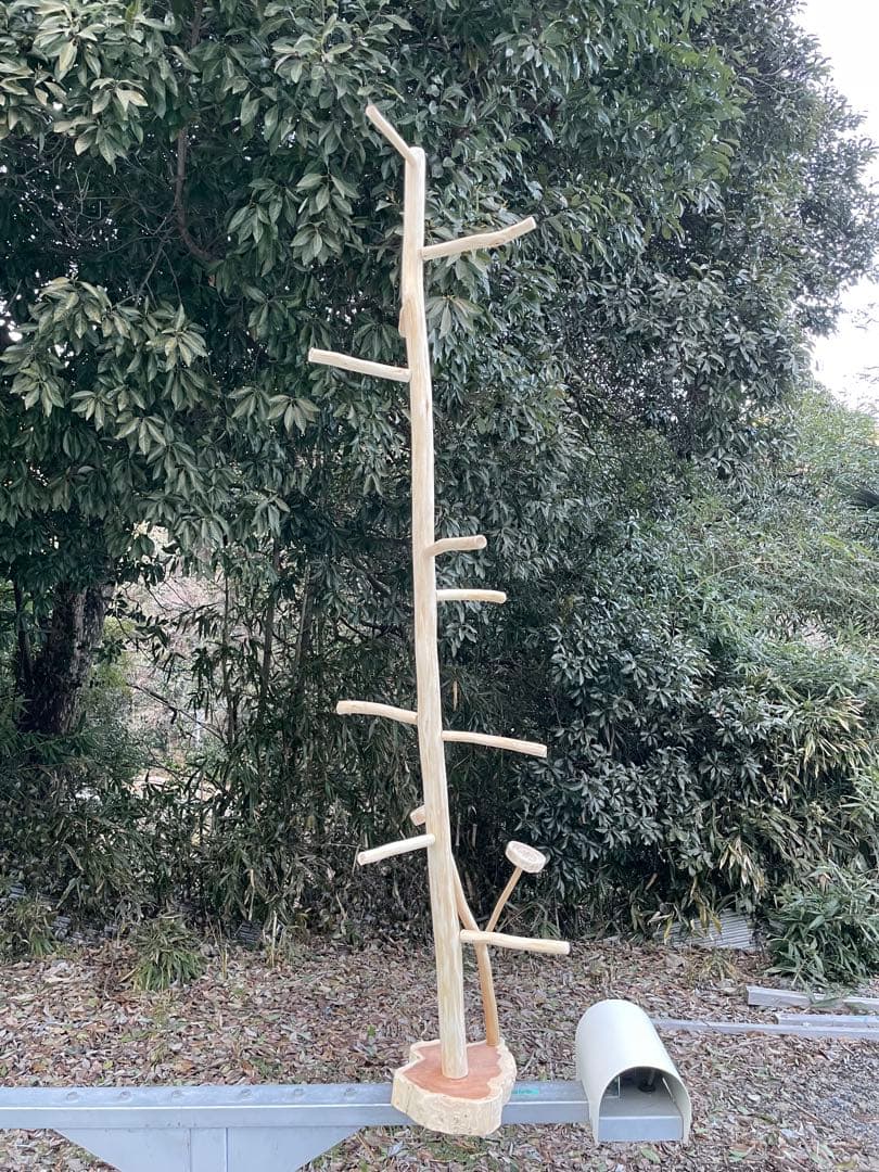 国産ヒノキ　鳥用止まり木　大型スタンド　約140センチ　小型中型インコ用