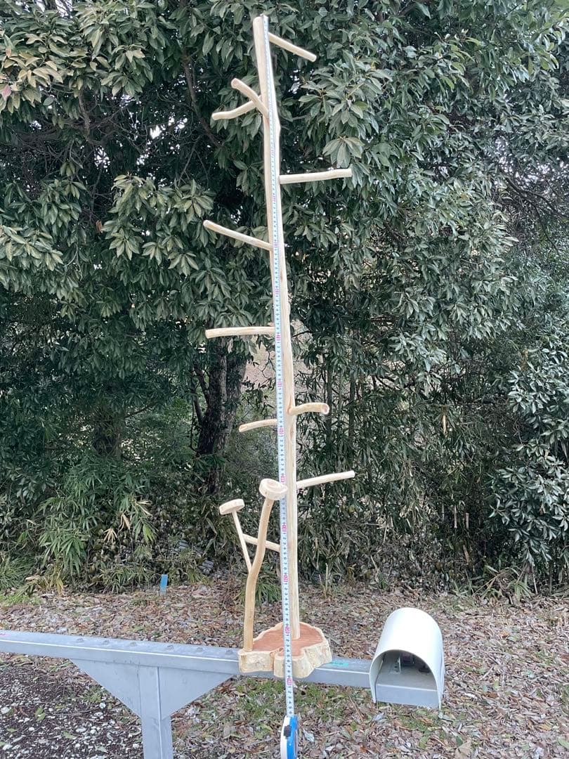 国産ヒノキ　鳥用止まり木　大型スタンド　約140センチ　小型中型インコ用