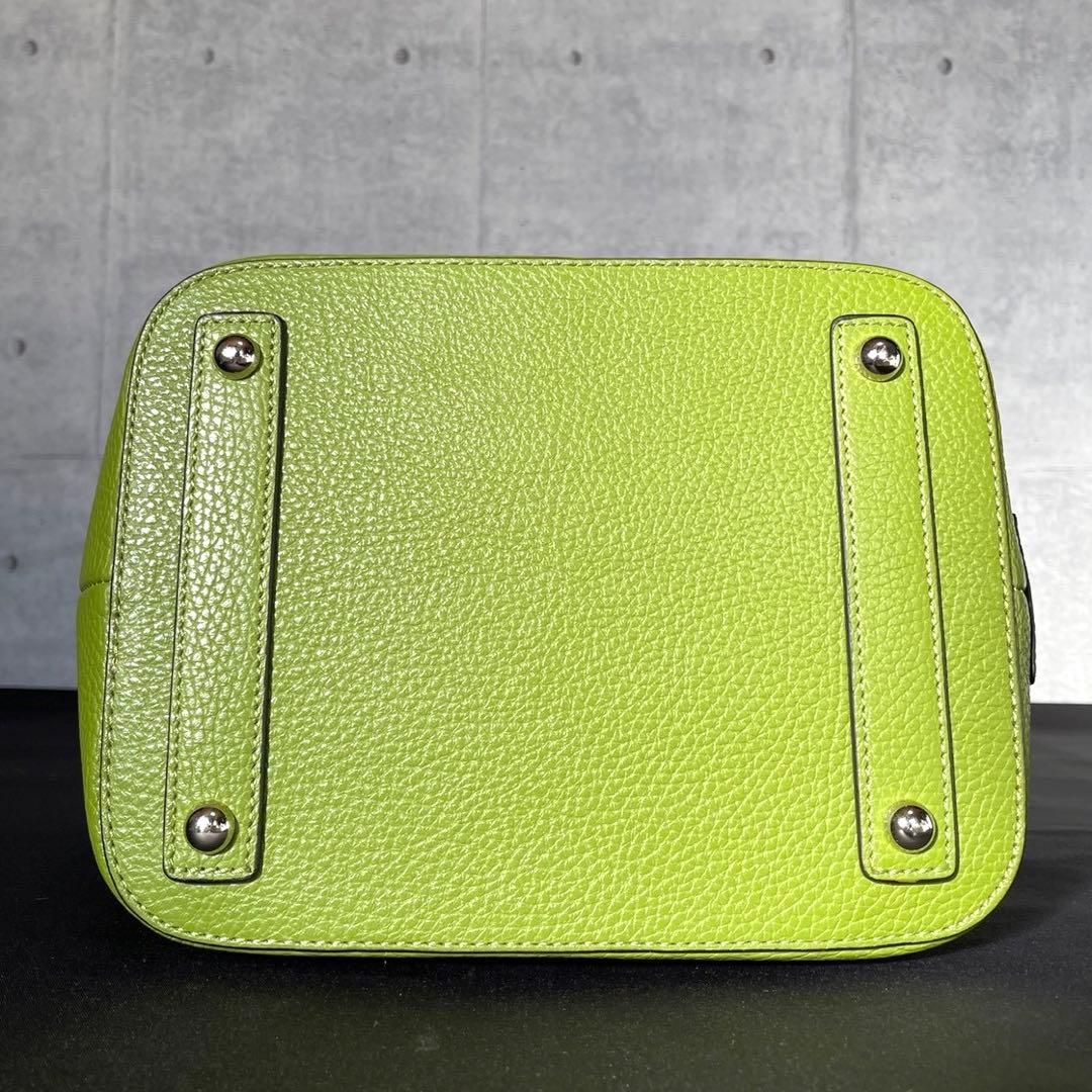 専用品WAKO 銀座和光 シボ革 レザー イエローグリーン ハンドバッグ
