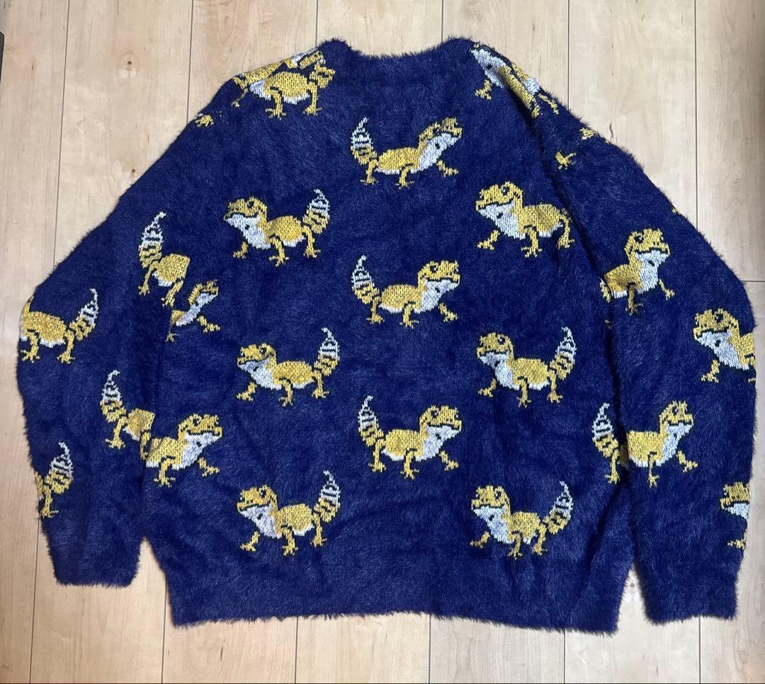 ゴースローキャラバン レオパードゲッコー ジャガード シャギーニットセーターM