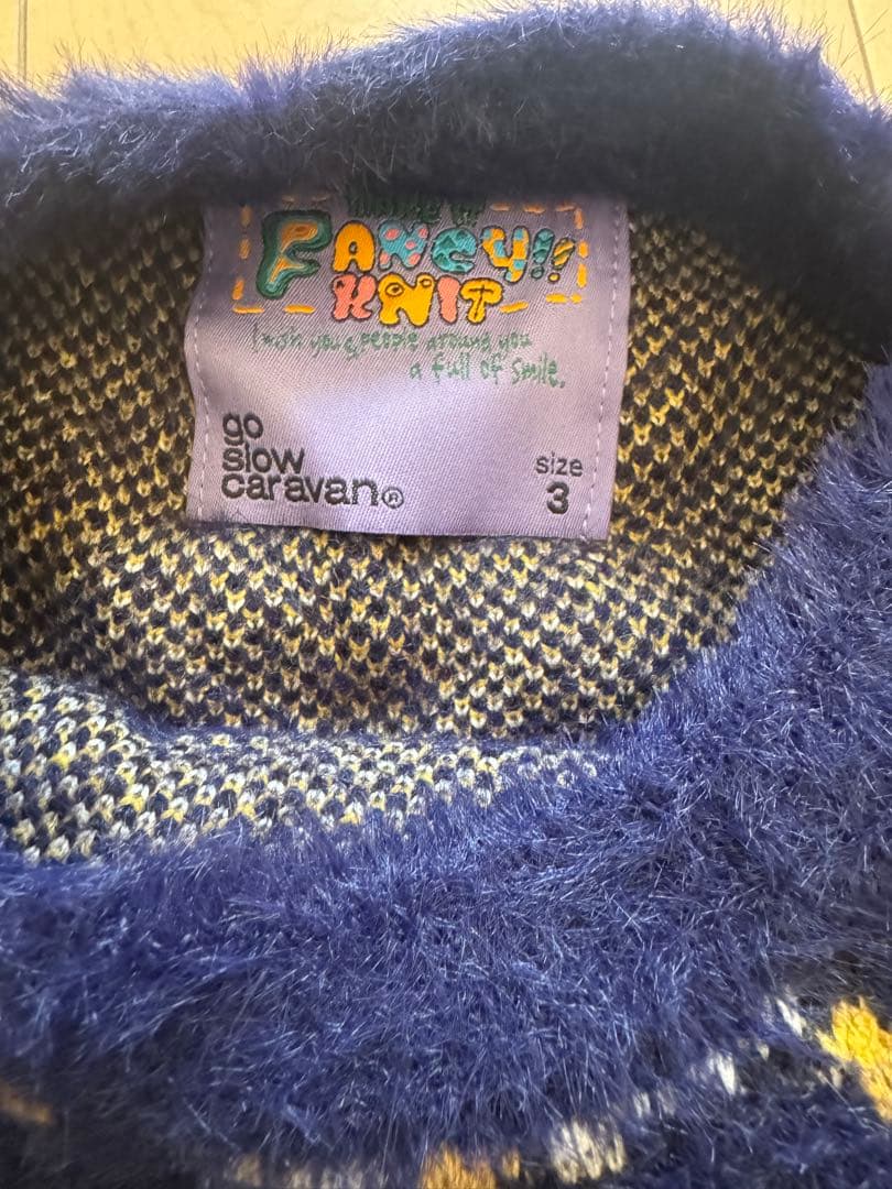 ゴースローキャラバン レオパードゲッコー ジャガード シャギーニットセーターM