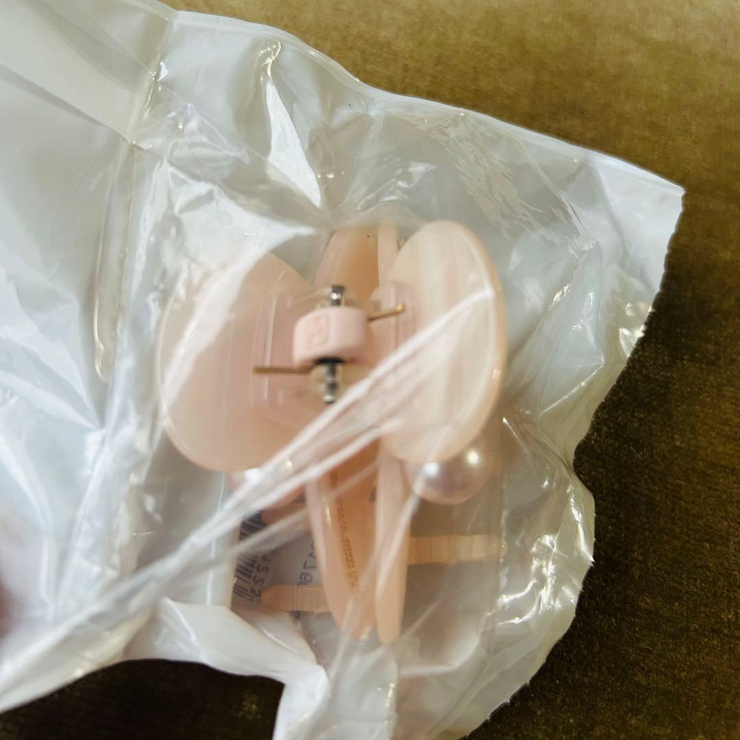 新品　Alexandre de paris パール付き　ヘアクリップ　ピンク