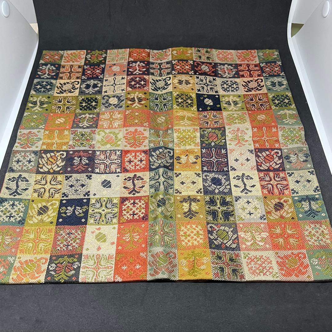 詳細不明　帛紗　『古希記念 服紗 愛用の帯を以って』　ふくさ　正絹　書付　茶道具