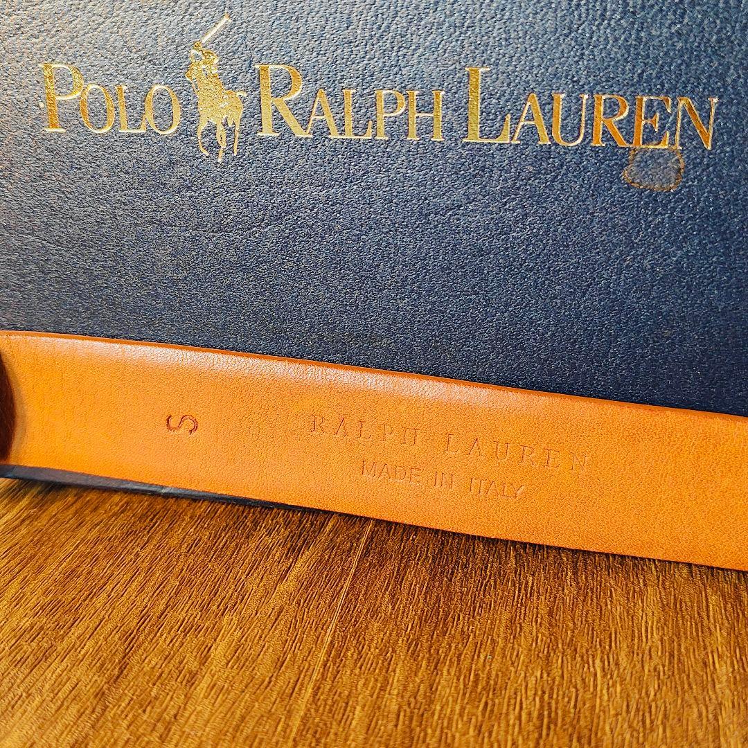 【極上品】ポロラルフローレン 高級ドレスベルト イタリア製　シルバー馬具バックル