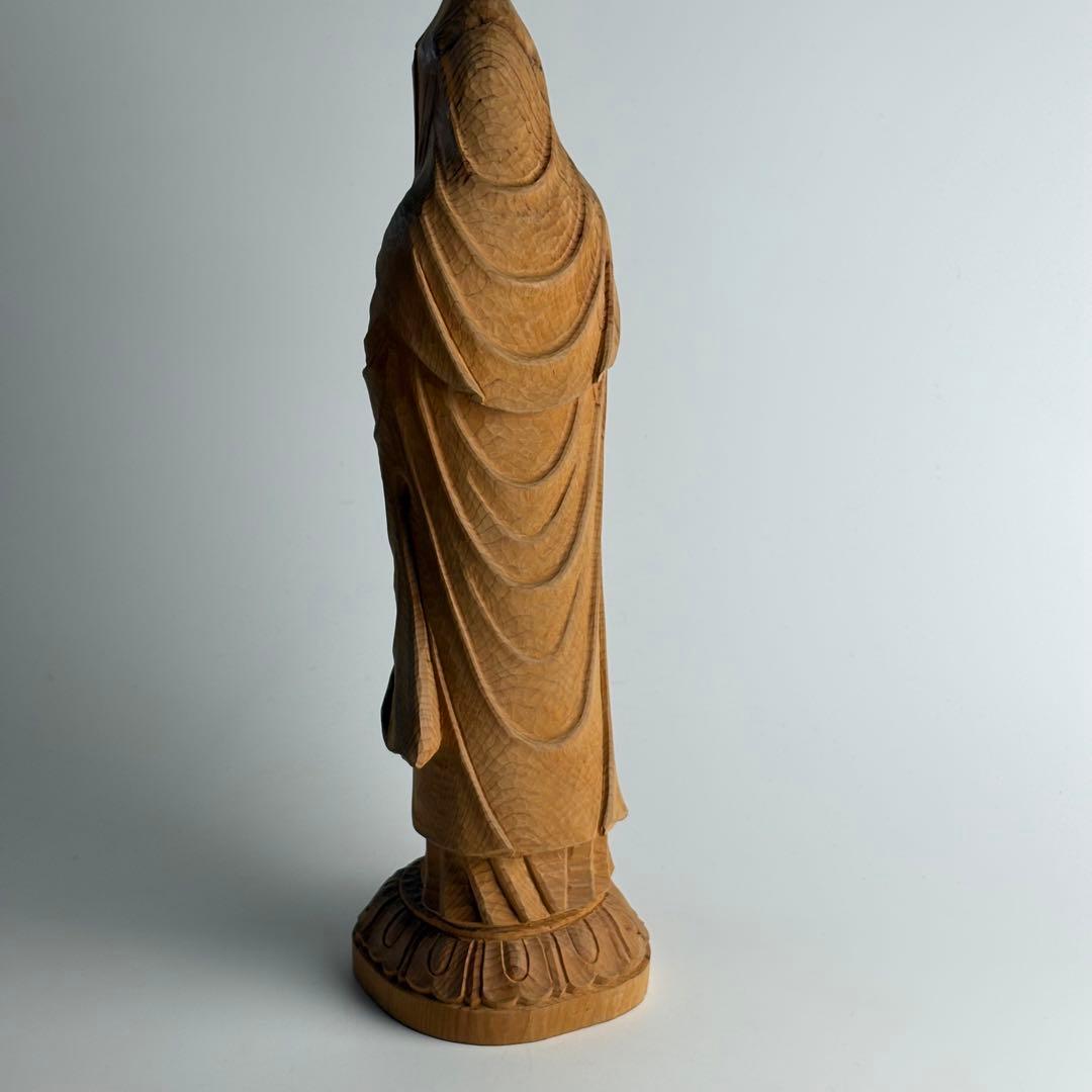 都竹峰仙 木彫 魚藍観音立像 共箱 飛騨高山 仏像 仏教美術