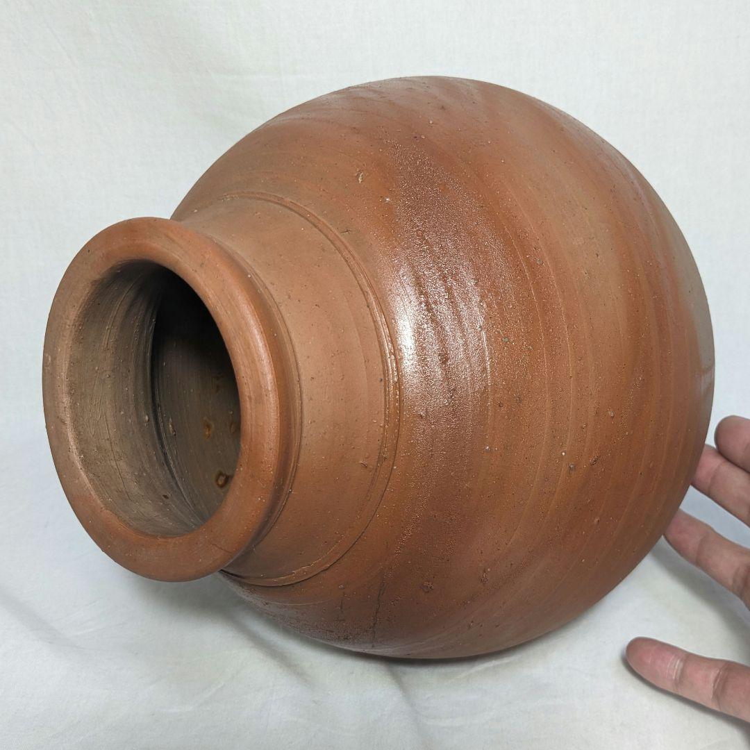 岡山県重要無形文化財 吉本正 備前焼 緋襷壷 合箱 花入 壺 花器 花瓶 茶道具