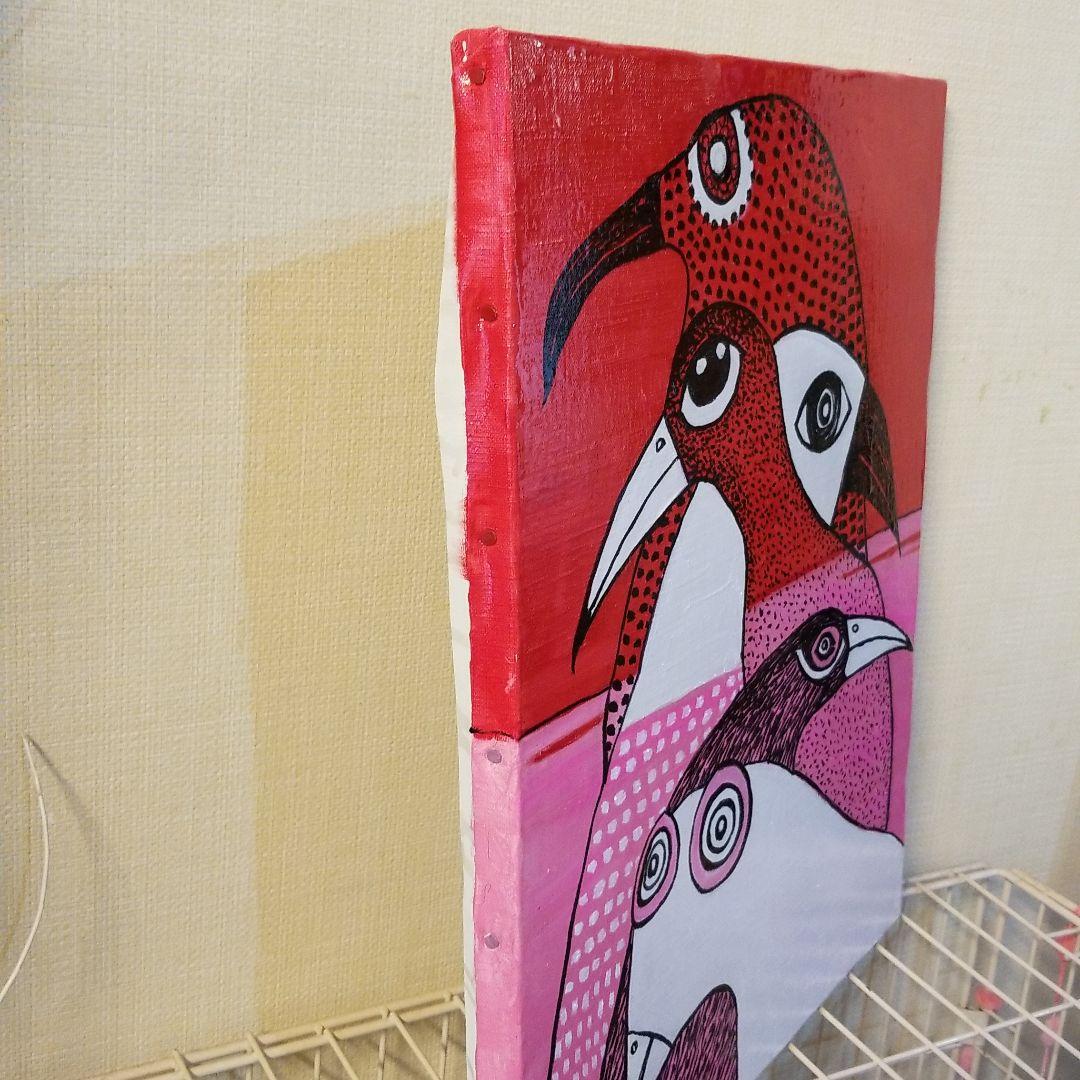 油絵　ロンロンロン　　コンポジション*鳥