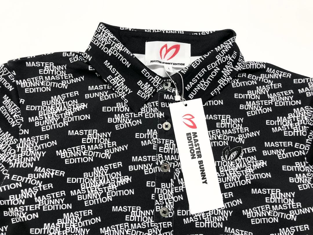 ○★新品未使用　マスターバニーエディション　ロゴ総柄　長袖ポロシャツ　1　黒