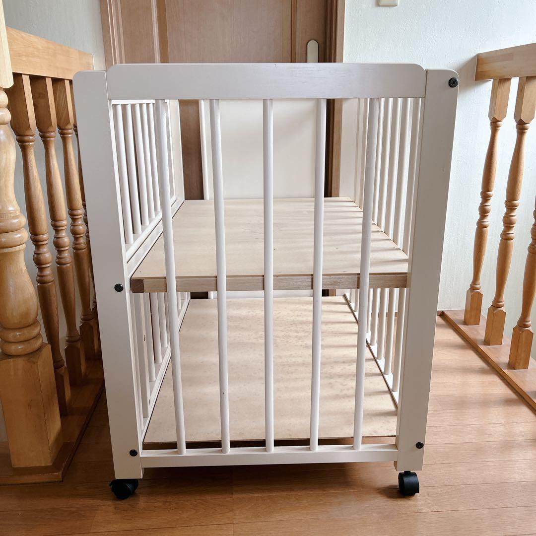 キンタロー ベビーベッド スヌーピー ホワイト 不具合無し おしゃれ 床下収納