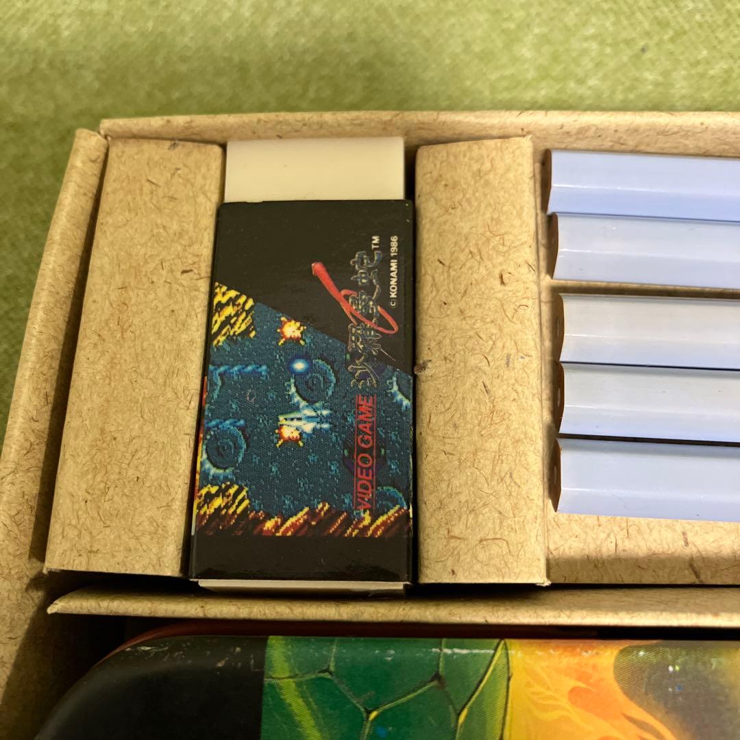 沙羅曼蛇　缶ペンケース・鉛筆・消しゴム（電波新聞社） 超レアな美品です。