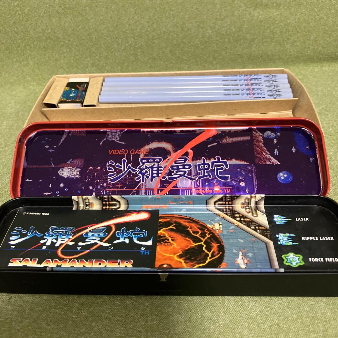 沙羅曼蛇　缶ペンケース・鉛筆・消しゴム（電波新聞社） 超レアな美品です。