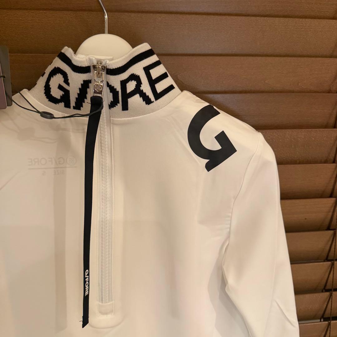 【S】G/FORE ジーフォア ゴルフ カットソー モックネック長袖Tシャツ 白