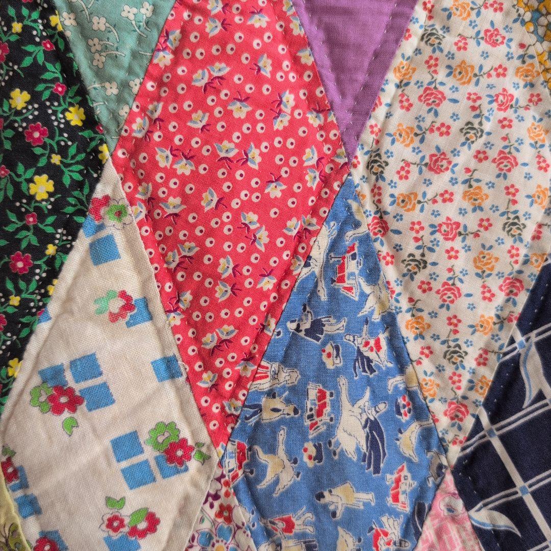 パッチワークキルト　ビンテージ　ハンドメイド