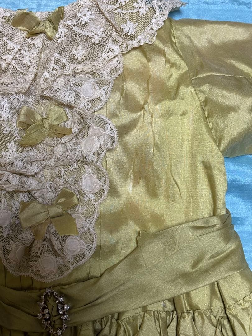 セール中　アンティークビスクドール ドレス　大きいドール用　ボネセット