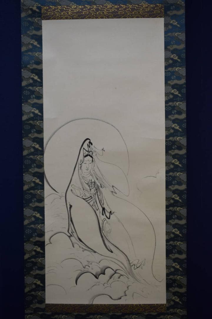 不詳/作者不詳/雲上観音図/人物/布袋屋掛軸HJ-890