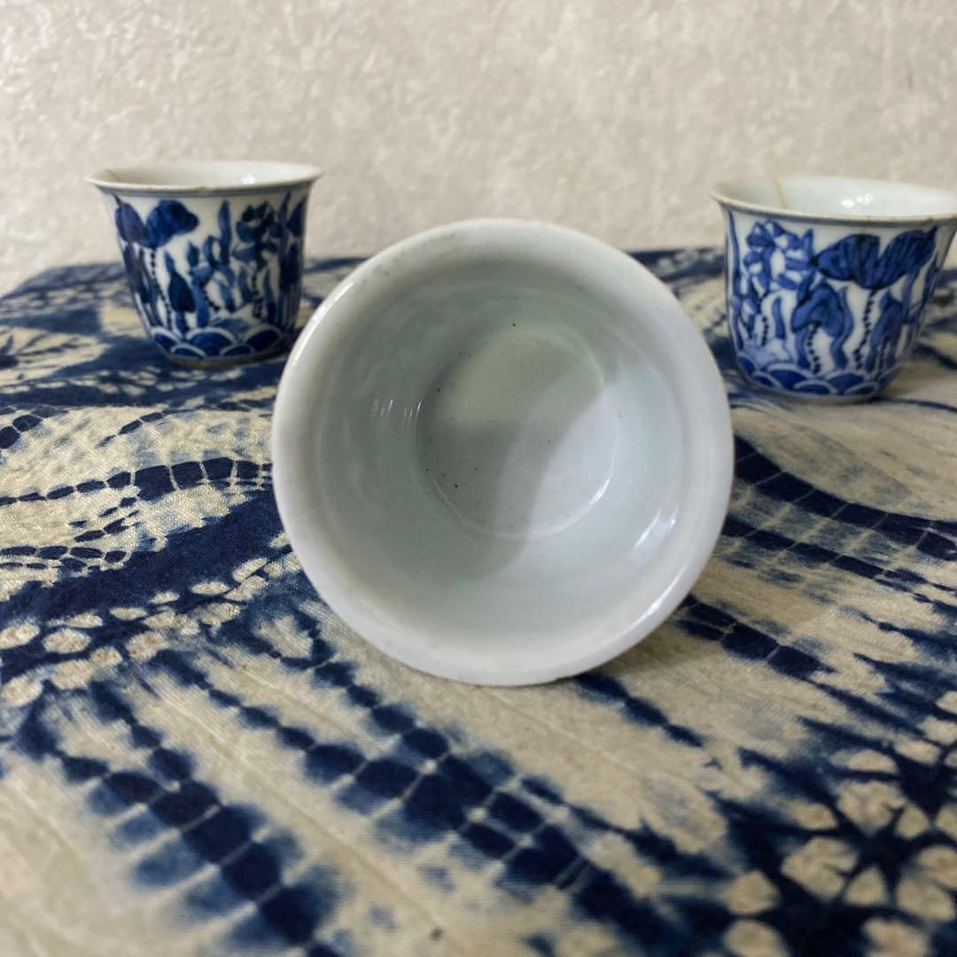 華中亭　道八　染付煎茶碗　4客