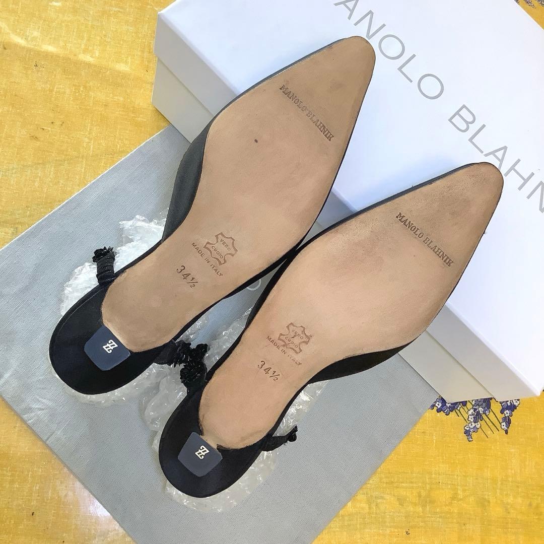 試着のみ新品! マノロブラニク バラモチーフ 極上サテン地 サンダル 22㎝