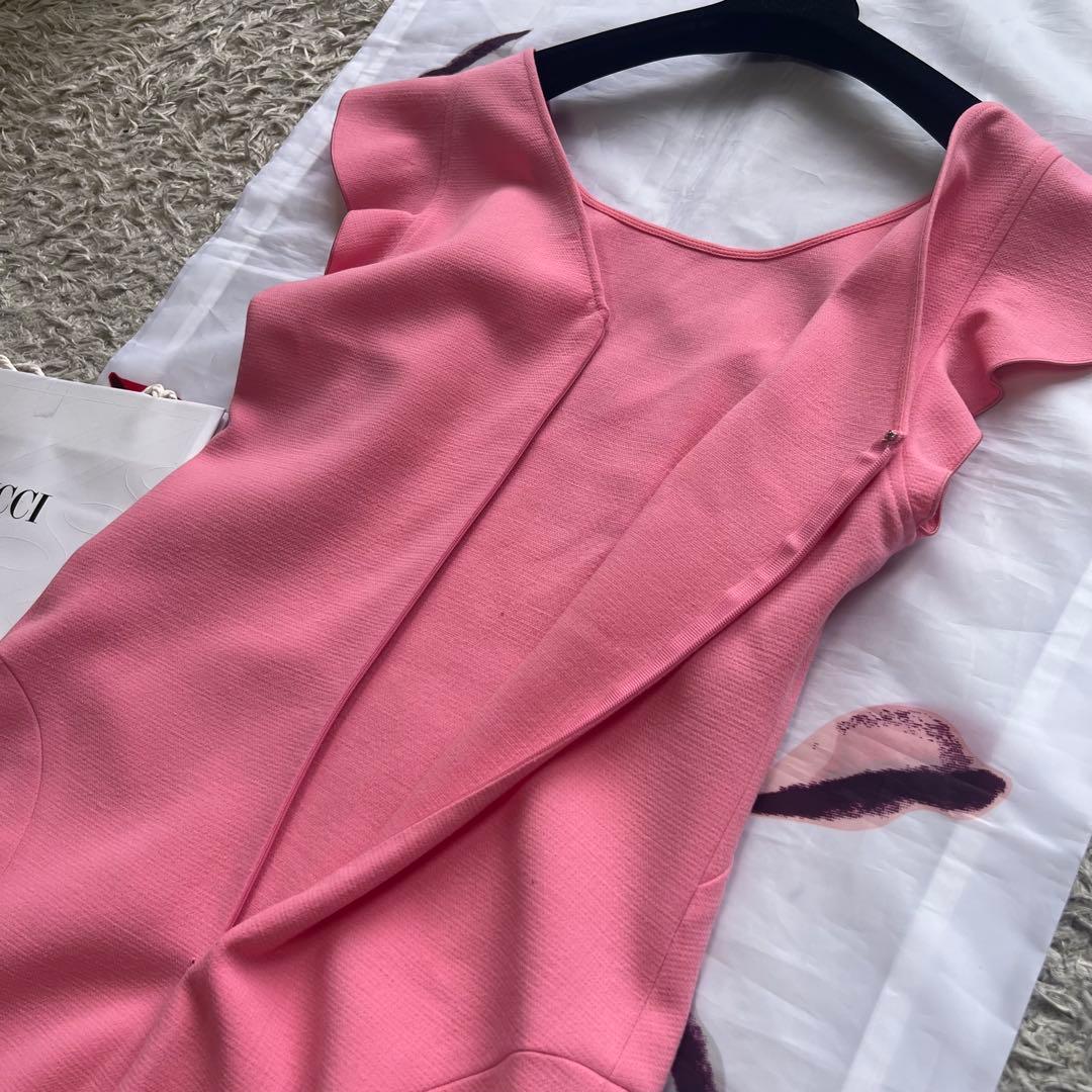 【美品】EMILIO PUCCI フリルワンピース ピンク フレンチスリーブ L