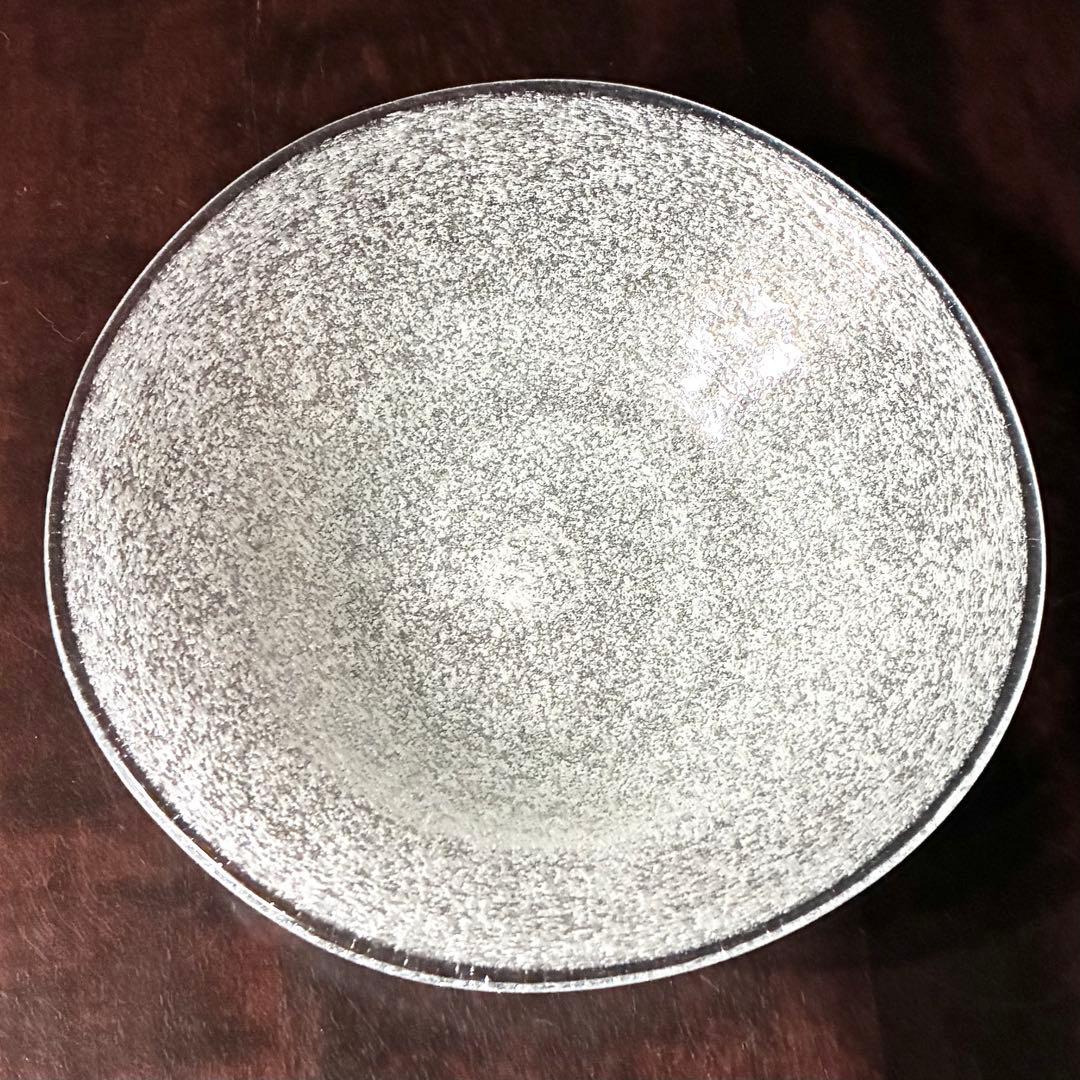 横山秀樹　皿鉢　白泡　吹きガラス