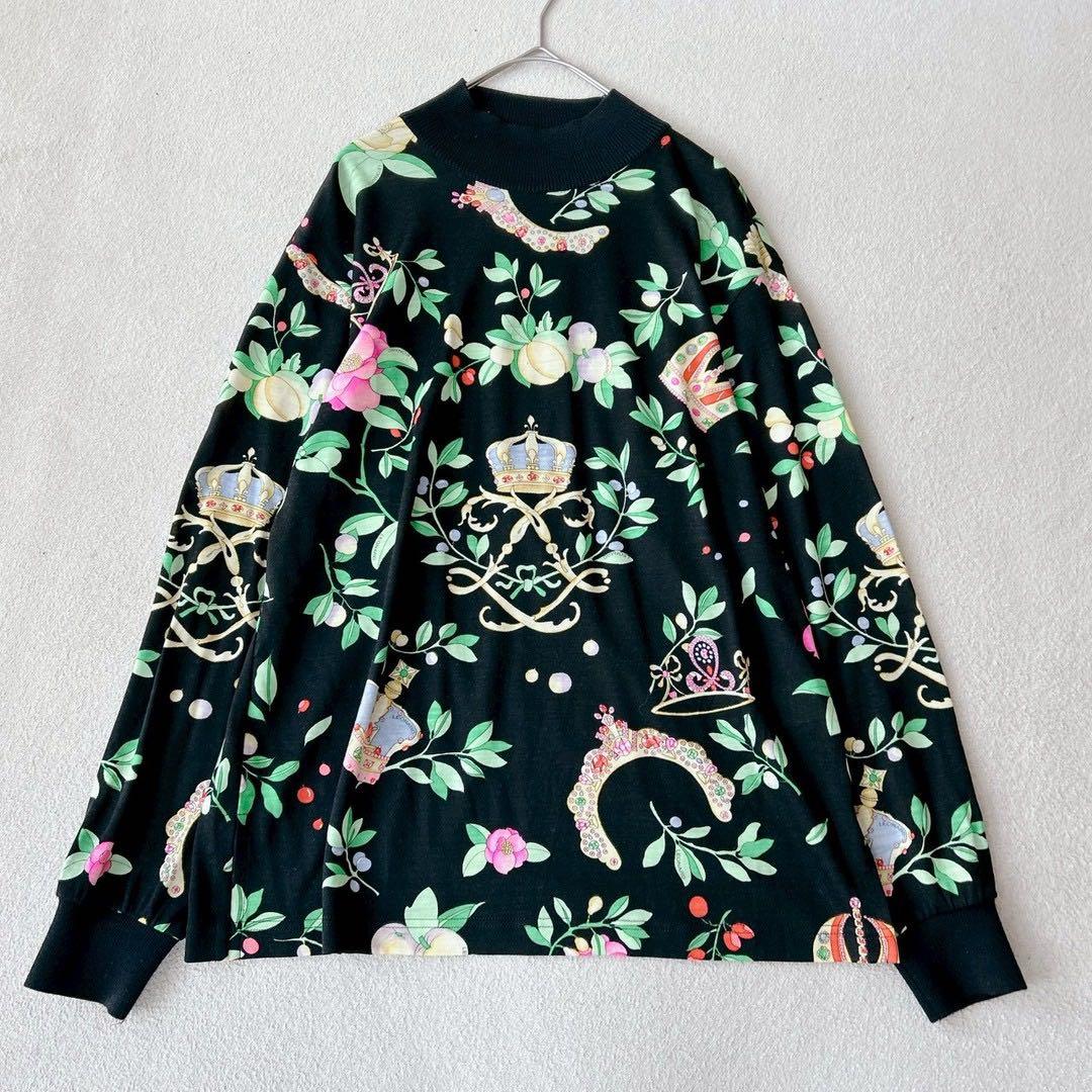 レオナール　アンサンブル　ニット　ウールベスト　キルティング　花柄　黒　M L