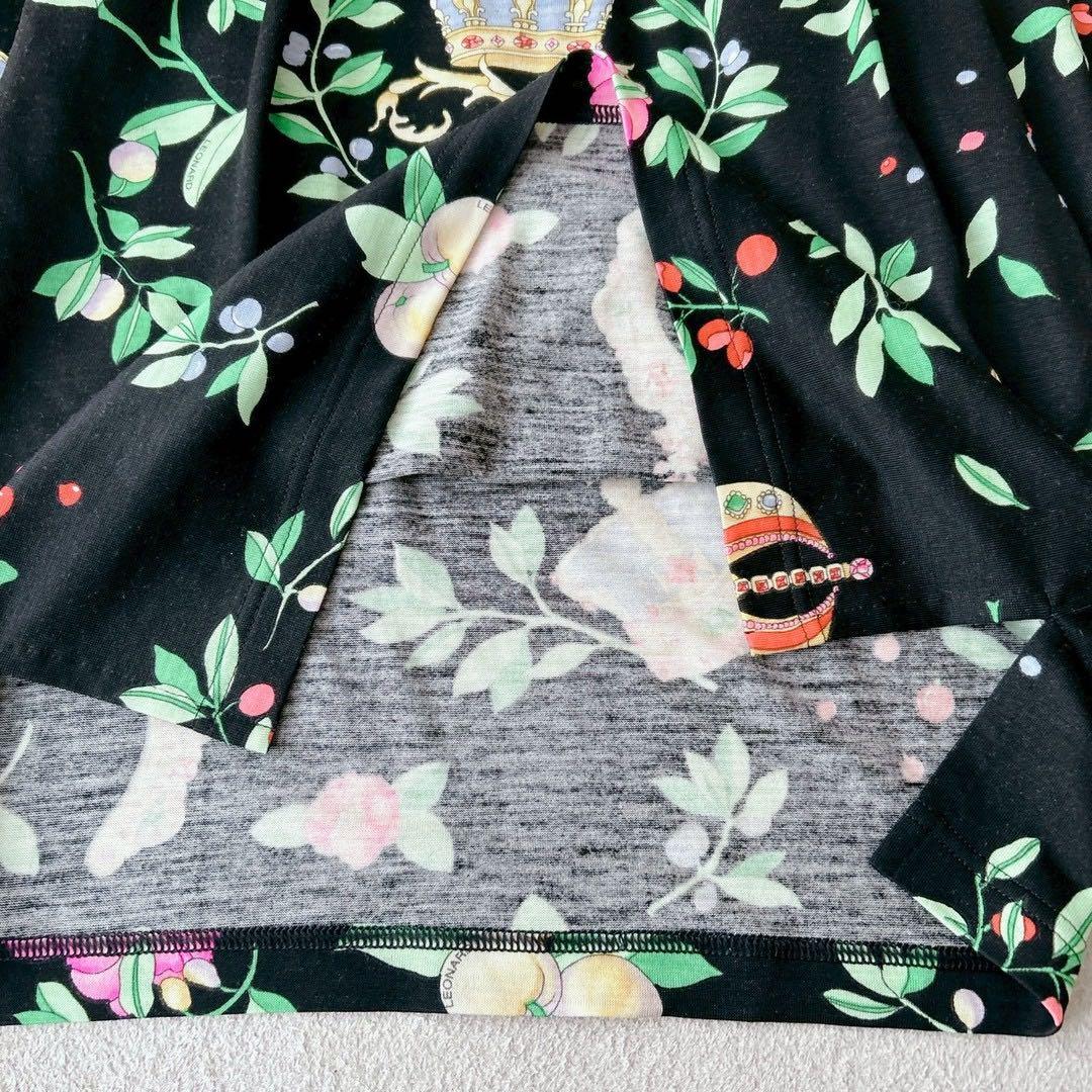 レオナール　アンサンブル　ニット　ウールベスト　キルティング　花柄　黒　M L