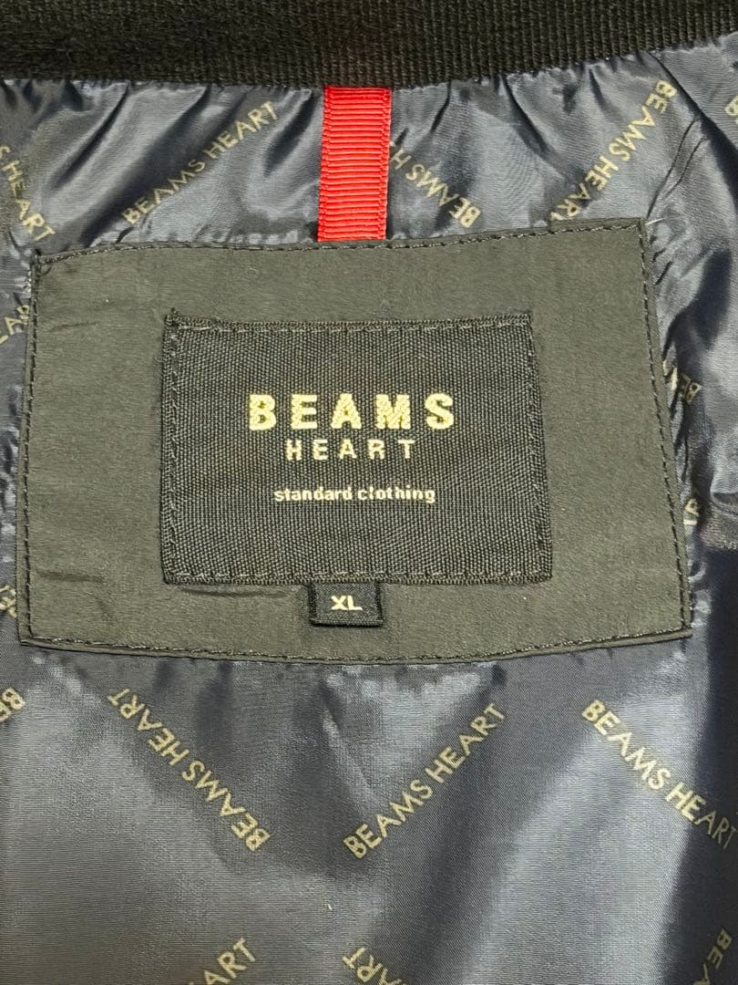 ビームスハート　キルトダウンジャケット　XLサイズ　ネイビー　フード付き