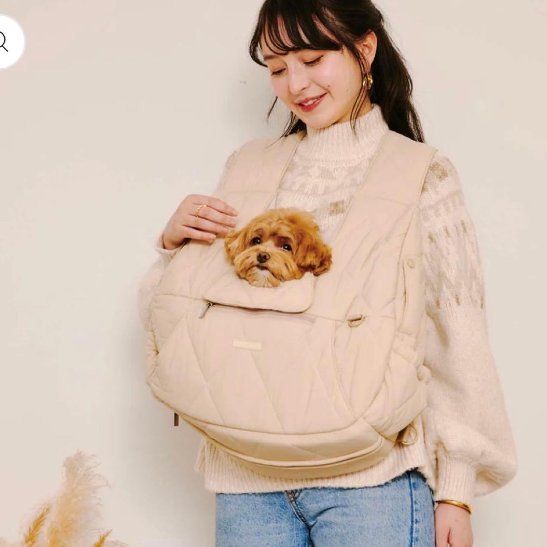 【新品】moncheri キルティングメッシュ付きフロントバッグ★M★ベージュ