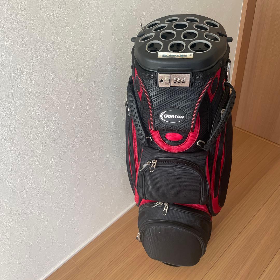 新品　Burton 盗難防止　ロック付き　ゴルフバッグ・キャディバッグ 黒・赤