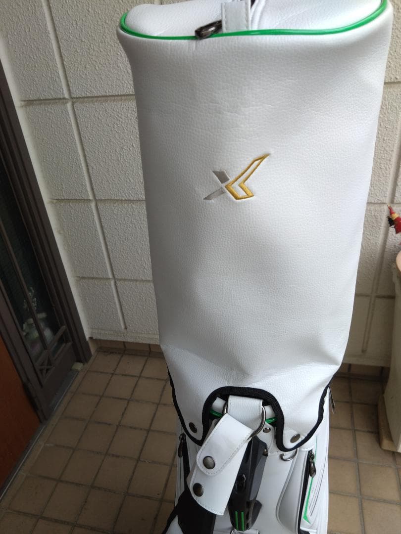 ゴルフバッグ ホワイト/グリーン 合成皮革