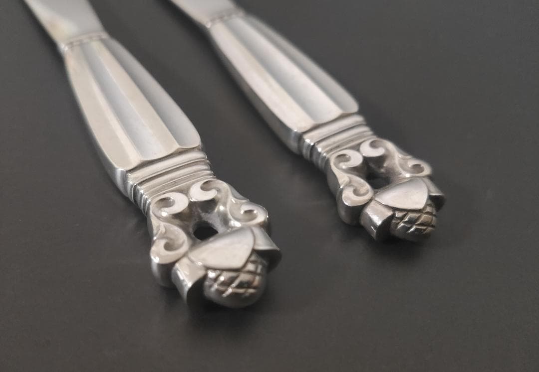 ジョージジェンセン エコーン バター ナイフ 2本 純銀製 アンティーク