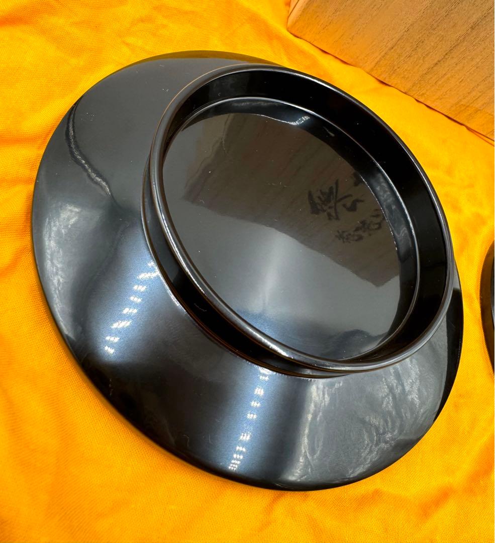 033輪島塗　銘々皿　鮓井漆器店謹製　2枚セット　未使用品　共箱　共布